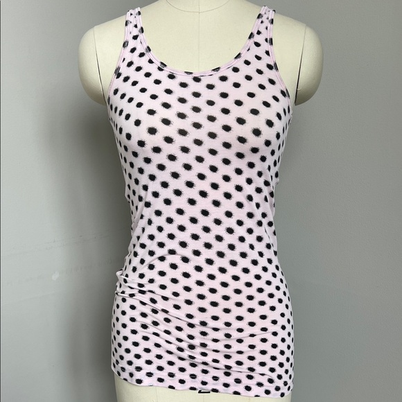 Lululemon Polka Dot Tank Top soft Pink and Black cotton blend XS 4 - Picture 1 of 5